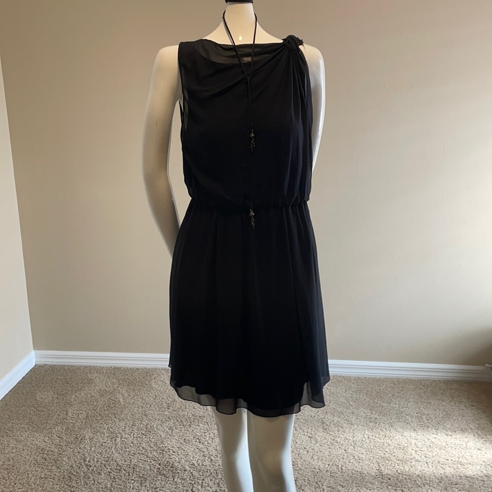 Alice + Olivia Vintage Silk Chiffon Draped One Shoulder Black Mini Dress NWOT M
